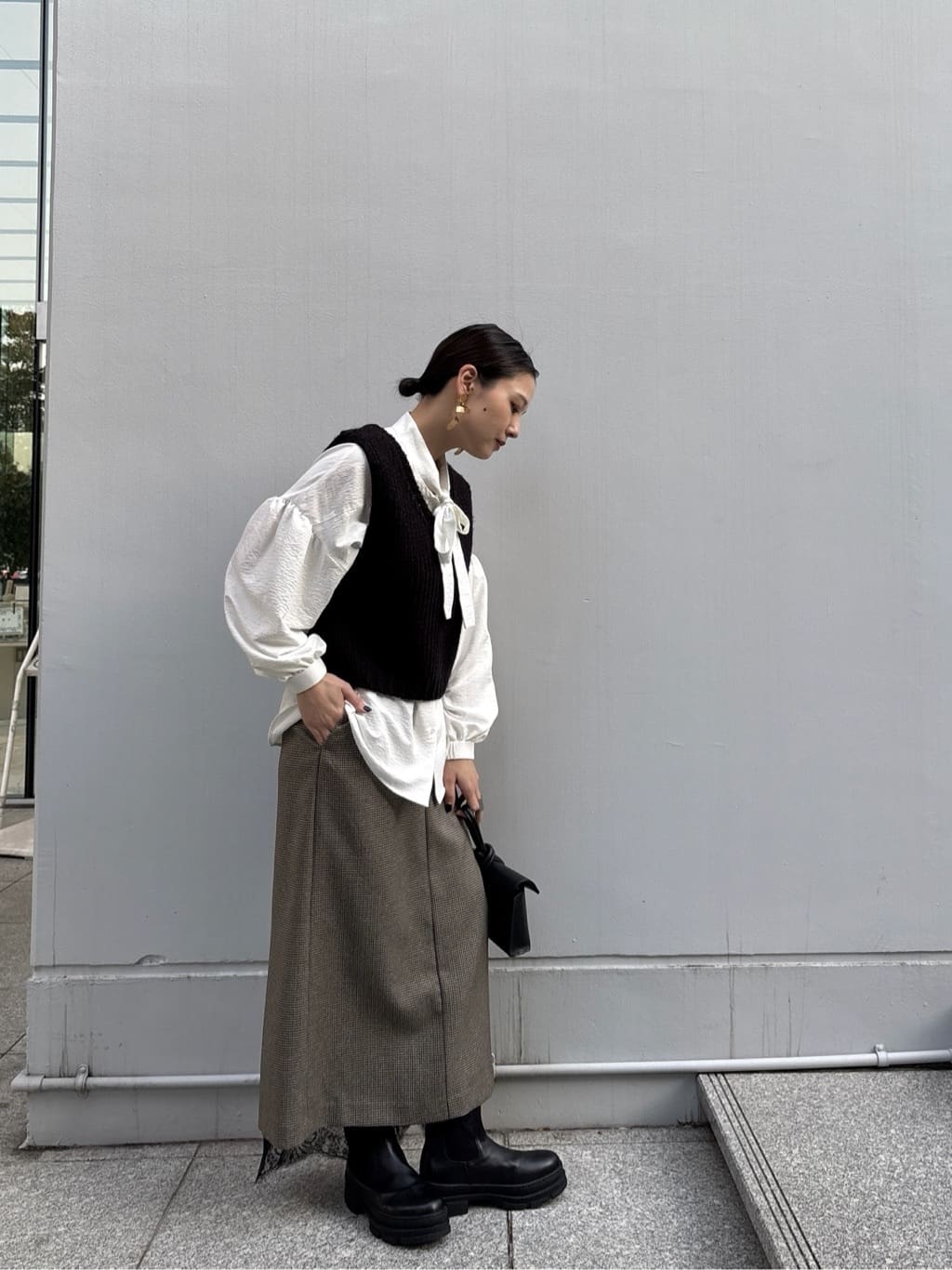 ayanoさんの「INDIVI｜ガンクラブチェックタイトスカート」を使ったコーディネート