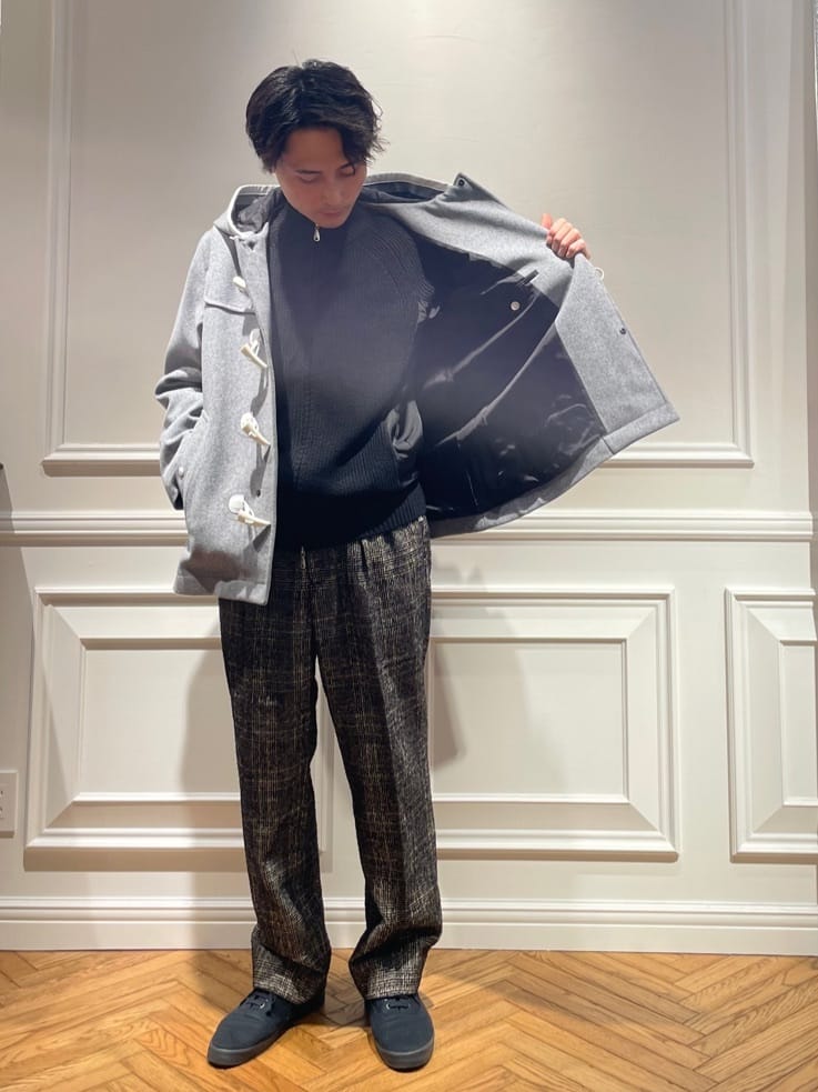 橋本さんの「DRESSTERIOR｜◆グレー メルトンダッフルジャケット」を使ったコーディネート