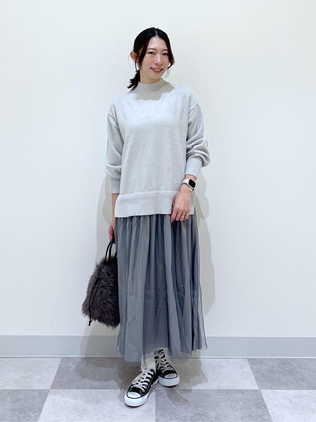 canaさんの「Dessin｜【洗える】ニットチュールドッキングワンピース」を使ったコーディネート