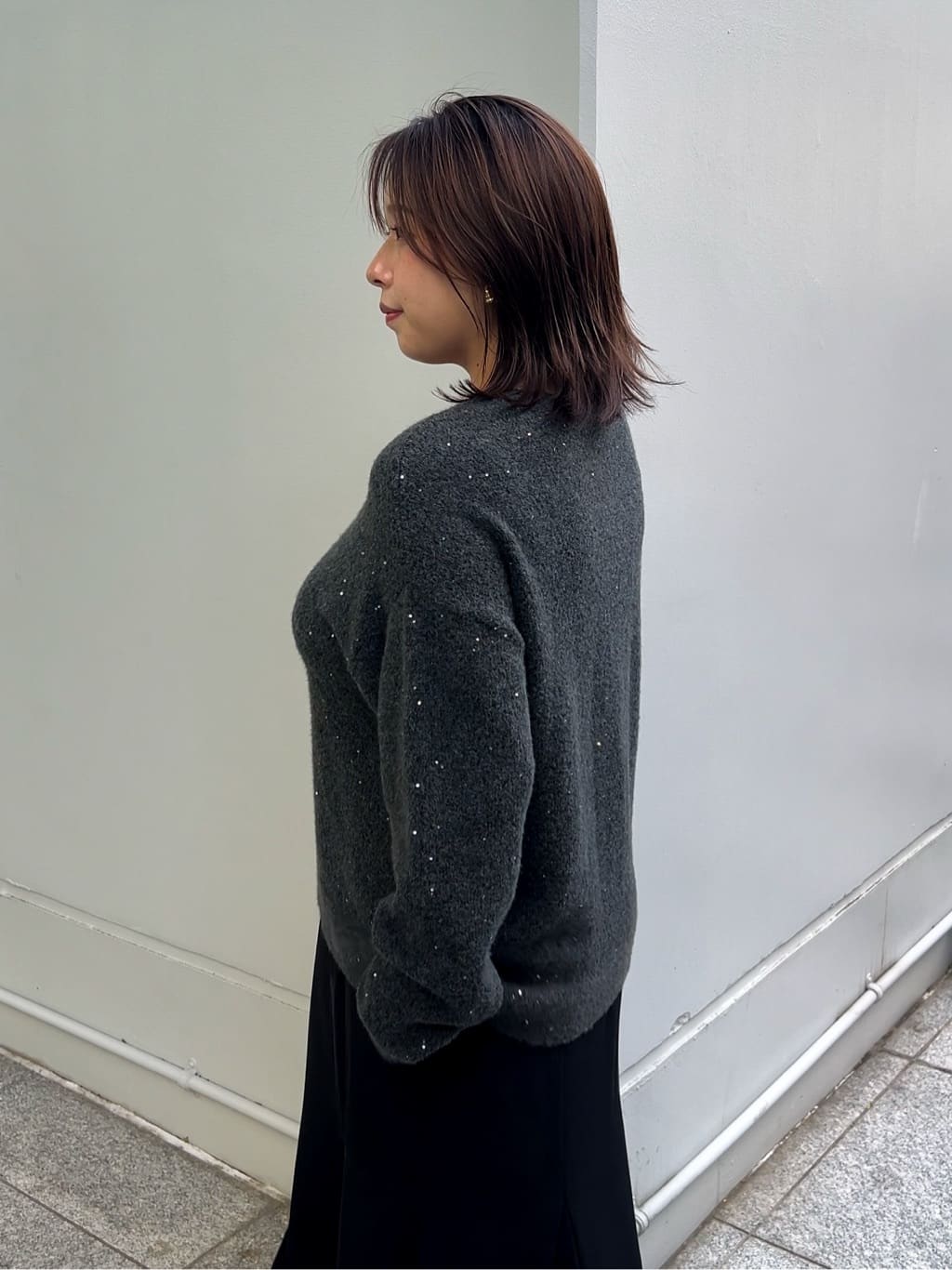 ちびゆきさんの「grove｜華やぎ冬ニット　ミニスパンコールフェザーニット」を使ったコーディネート