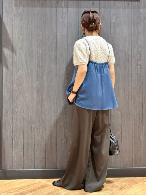 meiさんの「SHOO･LA･RUE｜【S-LL】大人も着やすい愛らしさ リボンヤーン半袖トップス」を使ったコーディネート