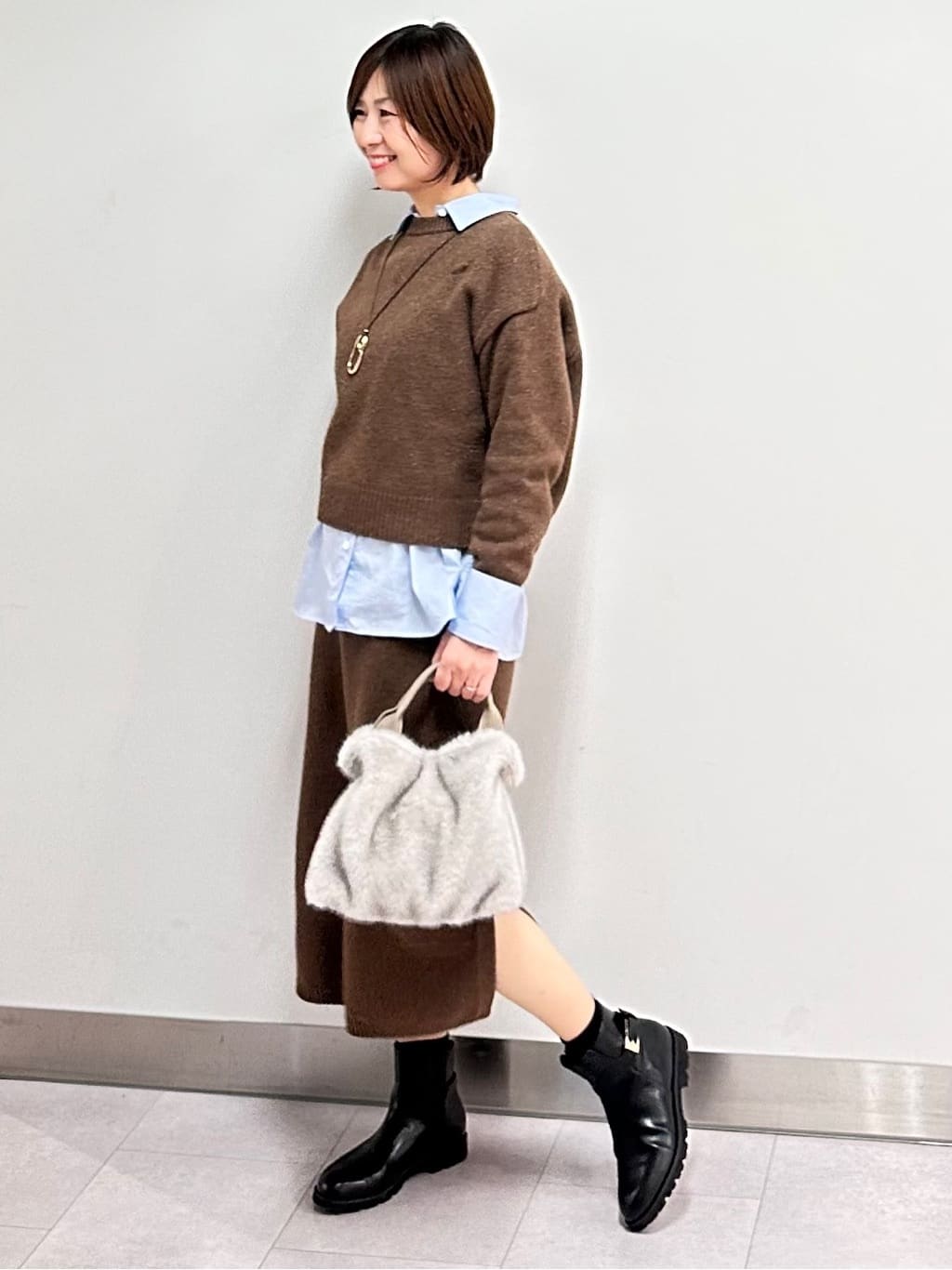 みなこさんの「UNTITLED｜【8色展開/洗える】ウールカシミヤ ハイネックニット」を使ったコーディネート