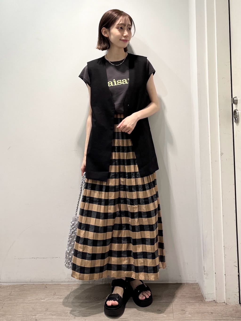 ぶまりんさんの「OPAQUE.CLIP｜ロゴフレンチスリーブニット【洗濯機洗い可／UV／接触冷感／抗ピル】」を使ったコーディネート