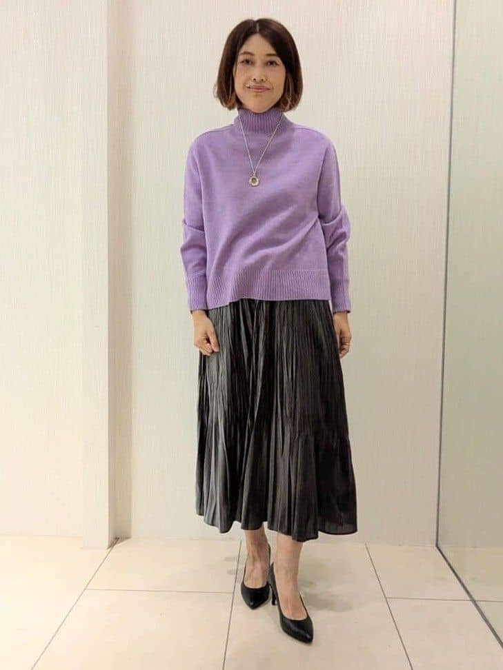 u-macoさんの「UNTITLED｜【8色展開/洗える】ウールカシミヤ ハイネックニット」を使ったコーディネート
