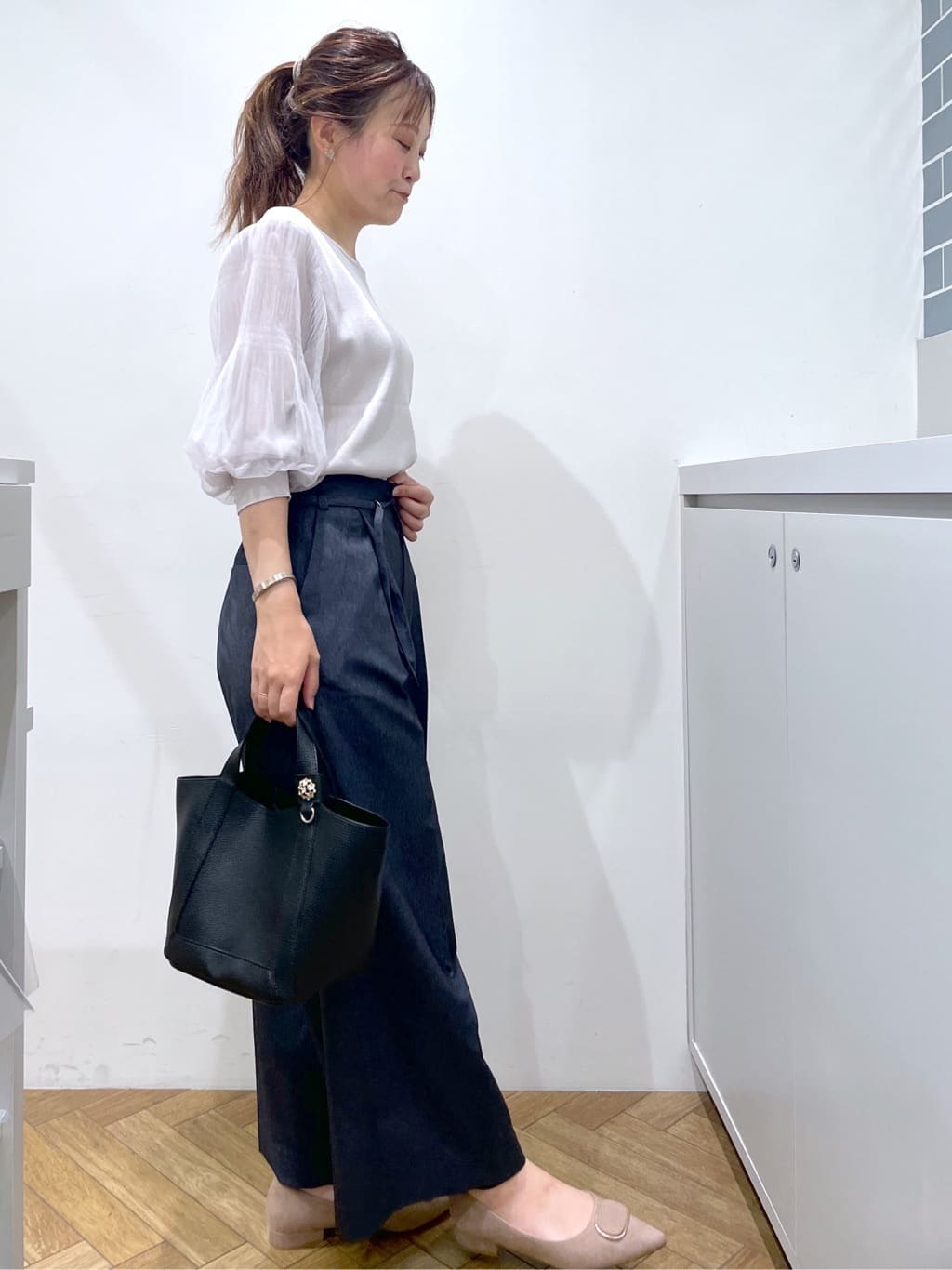 Junさんの「index｜《5色展開》マジョリカプリーツスリーブニット【洗濯機洗い可】」を使ったコーディネート
