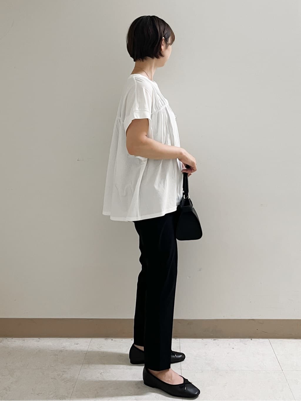 あかねさんの「OPAQUE.CLIP｜スキッパーフレアカットソー【接触冷感／洗濯機洗い可】」を使ったコーディネート