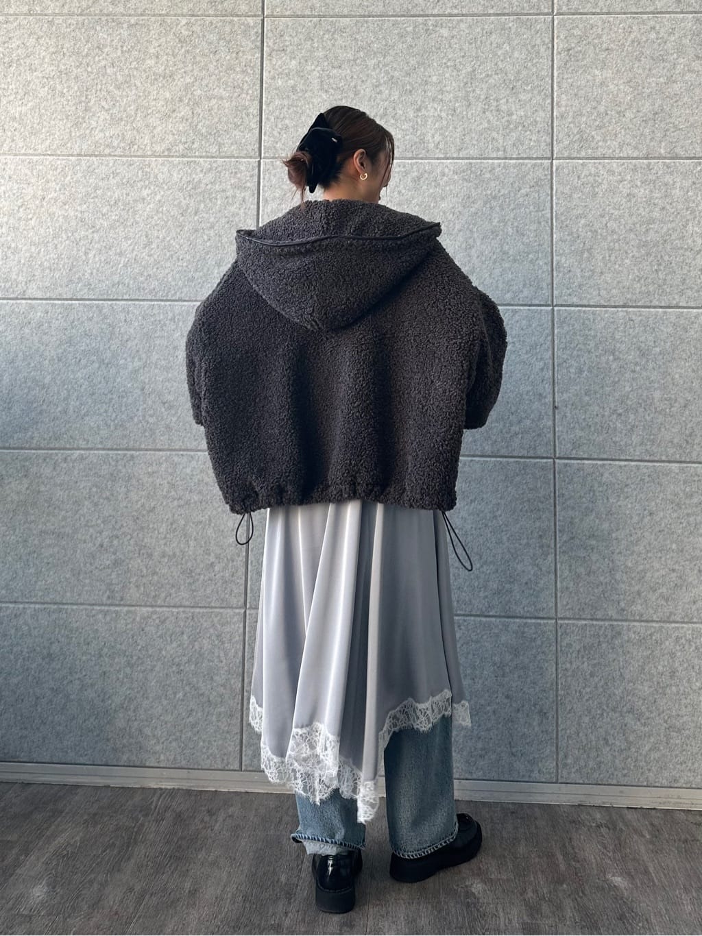 harunaさんの「CODE A｜boa hoodie blouson」を使ったコーディネート
