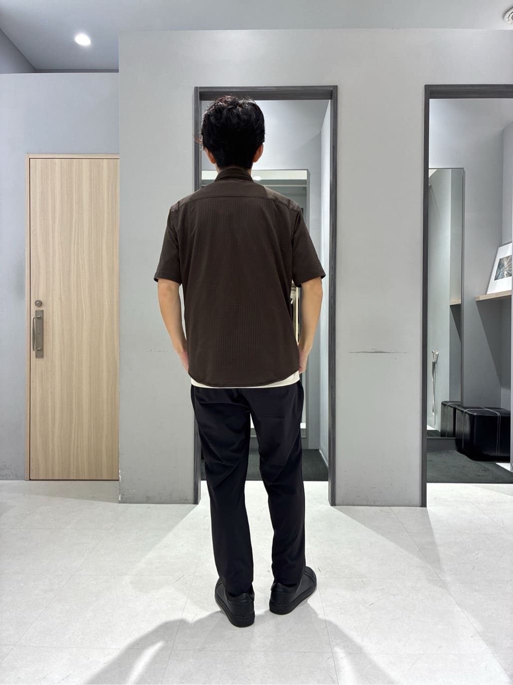わいずみさんの「TAKEO KIKUCHI｜【COOL CITY WEAR】ストライプジャージ ボタンダウンシャツ /接触冷感」を使ったコーディネート