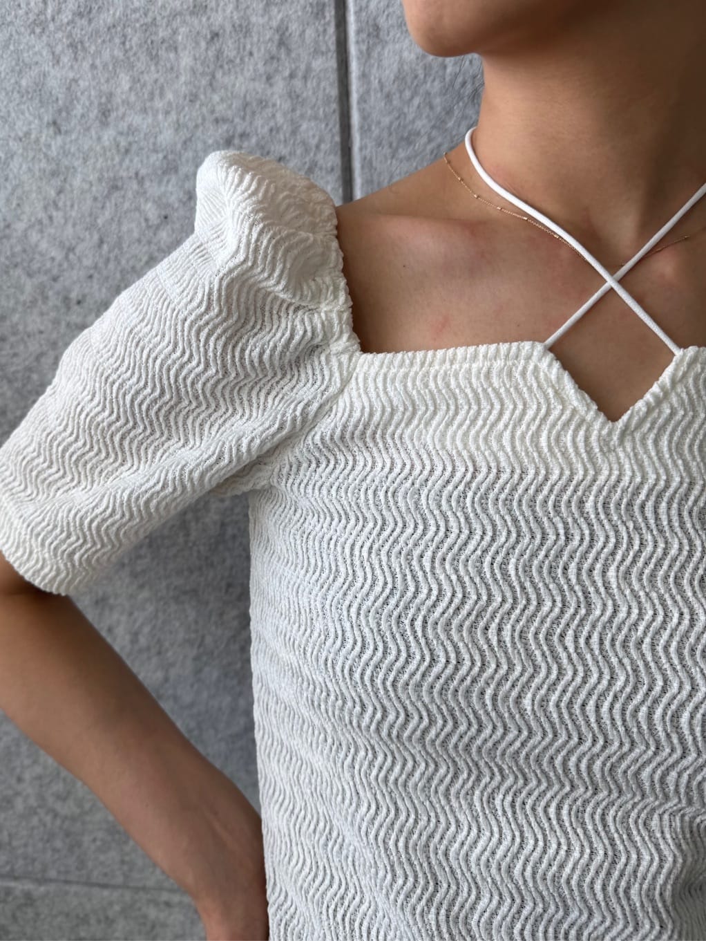 uchi__yamaさんの「CODE A｜gather puff jersey tops」を使ったコーディネート