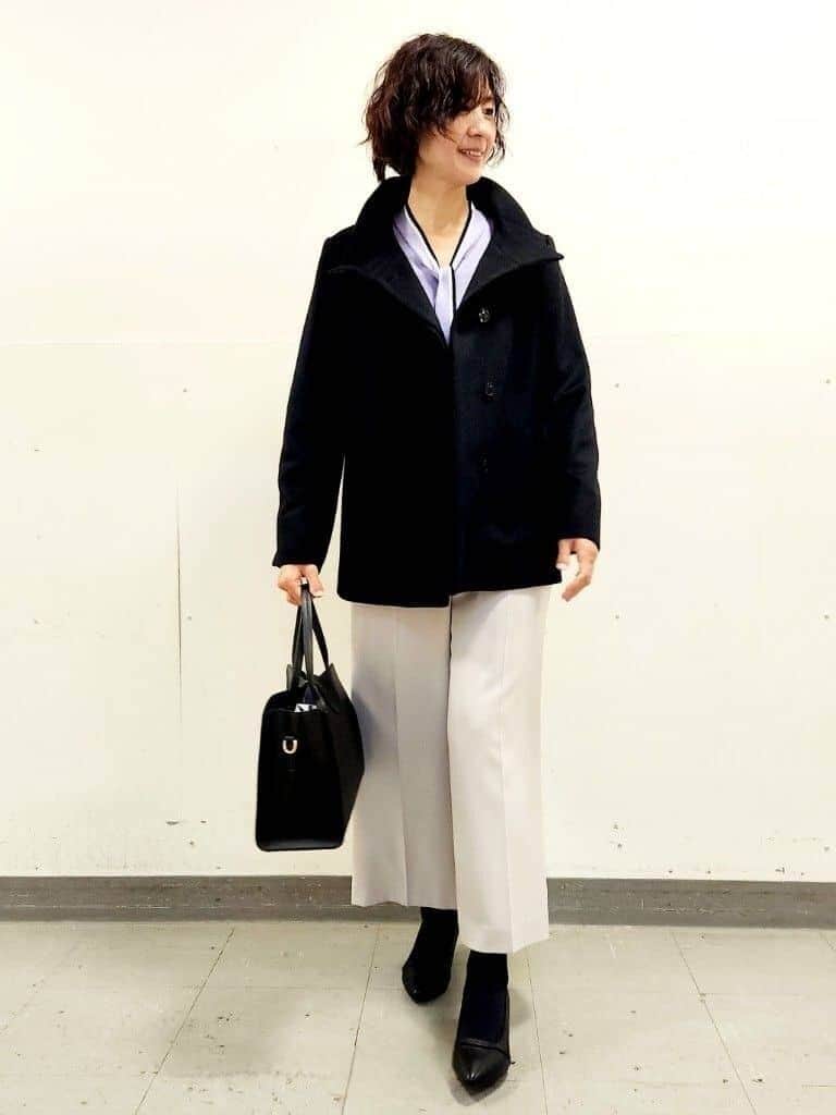 mayumayuさんの「Reflect｜【SS-4Lサイズ／衿が顔に当たらない◎】スタンドネックミドルコート」を使ったコーディネート