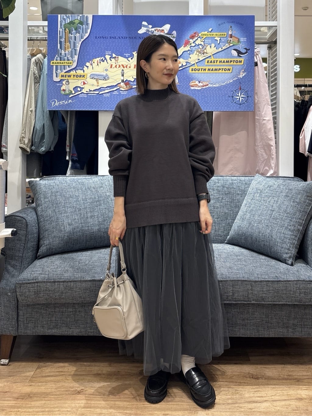 risaさんの「Dessin｜【洗える】ニットチュールドッキングワンピース」を使ったコーディネート