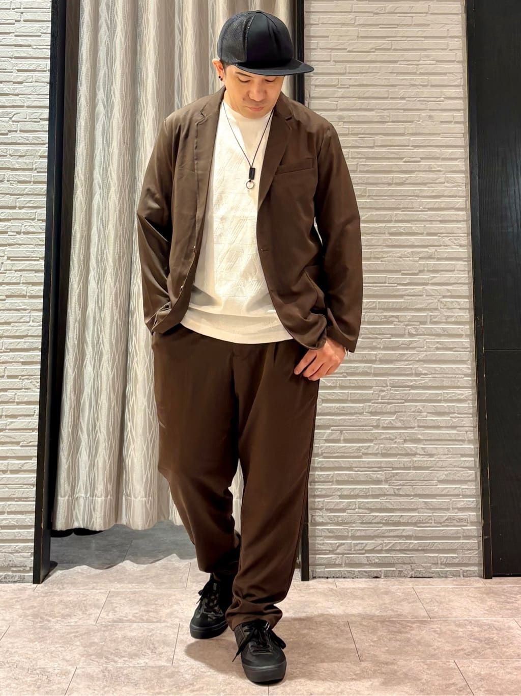 Pーyamaさんの「THE SHOP TK｜スムースファイバーリラックスジャケット 【セットアップ可／UVカット／イージーケア／洗濯機OK】」を使ったコーディネート