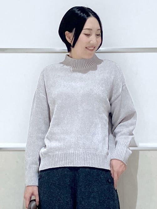 eriko さんの「Dessin｜【洗える】ハイネックベロアモールニット」を使ったコーディネート