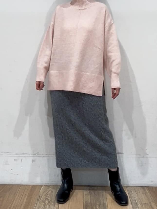 山さんさんの「grove｜【SETITEM】ケーブルニットスカート」を使ったコーディネート