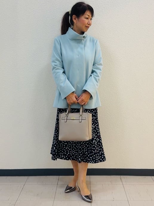 ⭐︎Eimi⭐︎さんの「Reflect｜【SS-4Lサイズ／衿が顔に当たらない◎】スタンドネックミドルコート」を使ったコーディネート