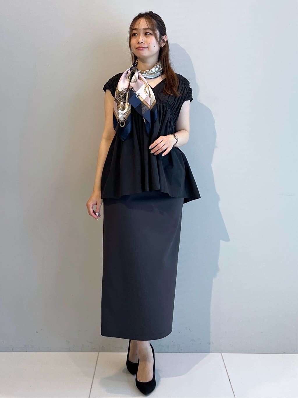 Saekoさんの「UNTITLED｜【後ろウエストゴム/ストレッチ性/オンオフ】ジャージナロースカート」を使ったコーディネート