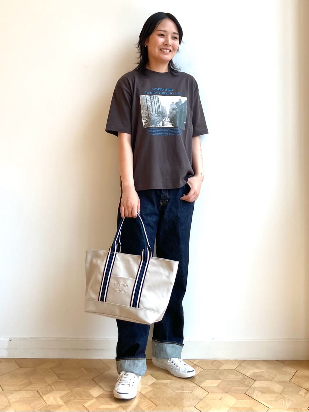 nakagawaさんの「Dessin｜【ユニセックス・洗える】オーガニックコットンロゴ入りTシャツ」を使ったコーディネート
