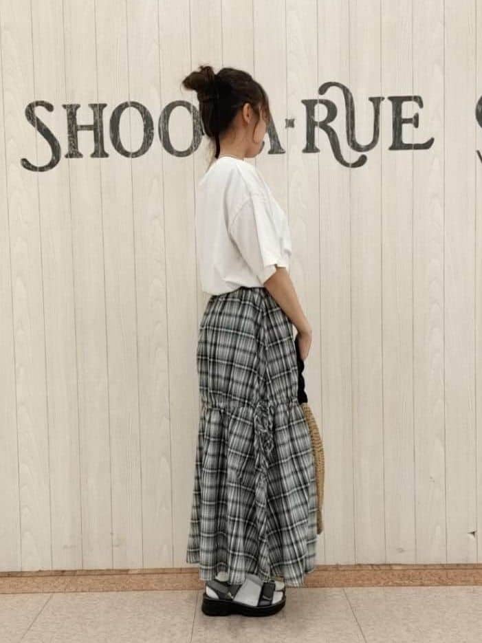 masamiさんの「SHOO･LA･RUE｜【S-LL】シルエットが変えられる チェック柄リボンフレアスカート」を使ったコーディネート