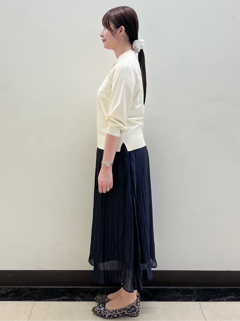 mikikoさんの「Reflect｜【透けにくい◎】衿付き七分袖ニット」を使ったコーディネート