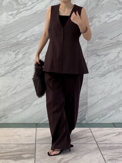 kotakiさんの「INDIVI｜Comfy SET UP｜イージーストレートワイドパンツ【セットアップ対応／通勤/カセット服】」を使ったコーディネート
