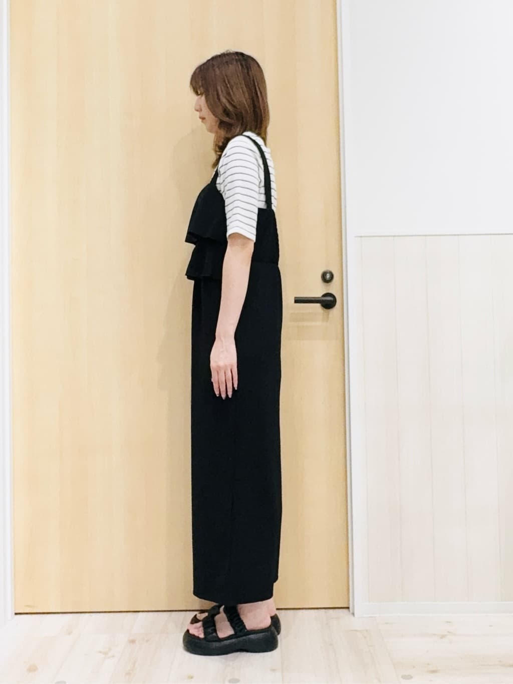 Naさんの「SHOO･LA･RUE｜【S-LL】女性らしさ漂うハートネック テレコ5分袖トップス」を使ったコーディネート