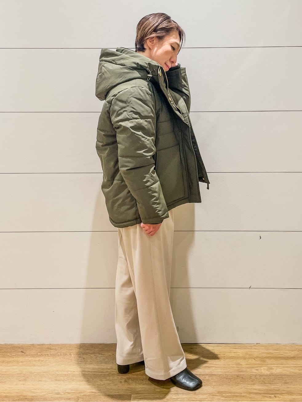 Ryoさんの「THE SHOP TK｜【すっきり見えシルエット】上品ふわもこ中綿ブルゾン」を使ったコーディネート