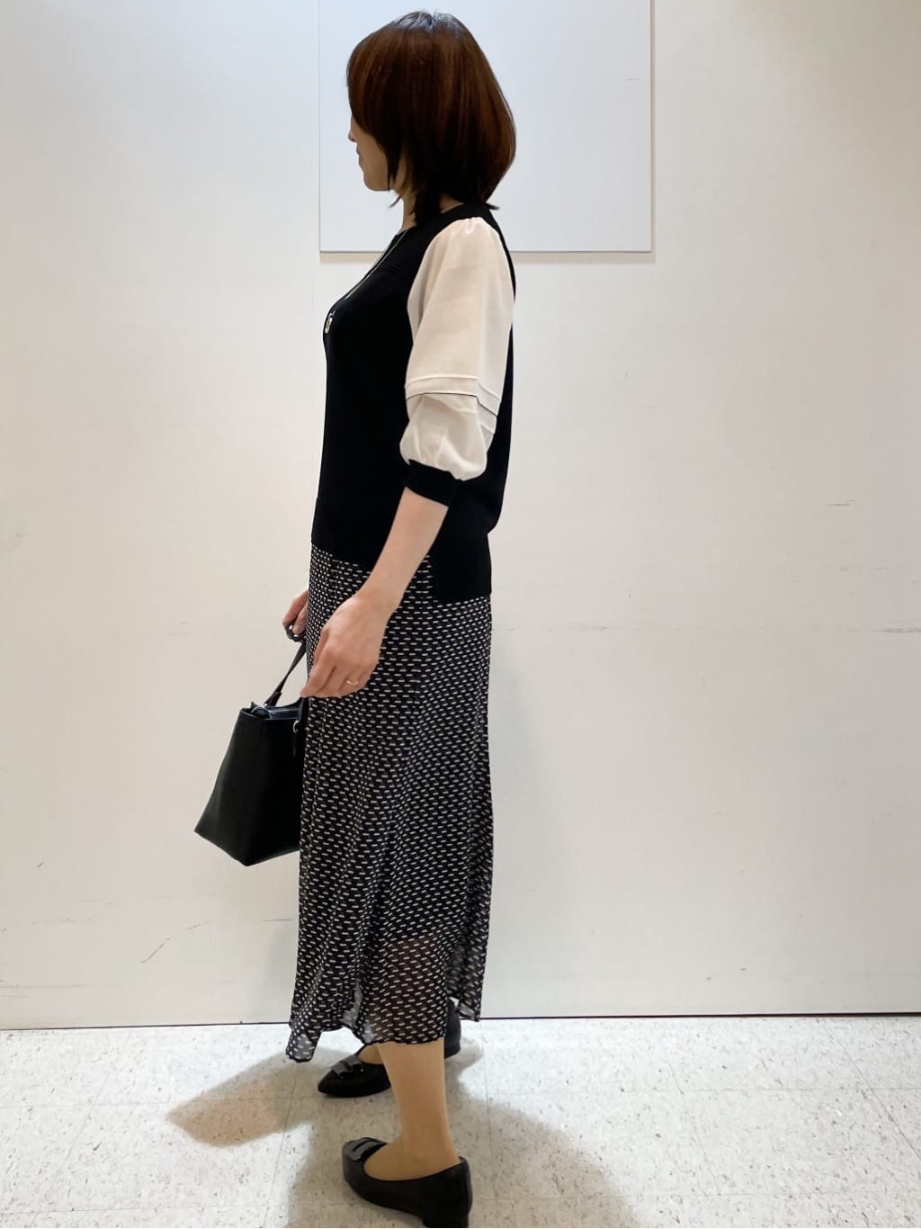 めいさんの「Reflect｜【WEB先行カラーあり／手洗い可】ジョーゼットスリーブ&times;ニット」を使ったコーディネート