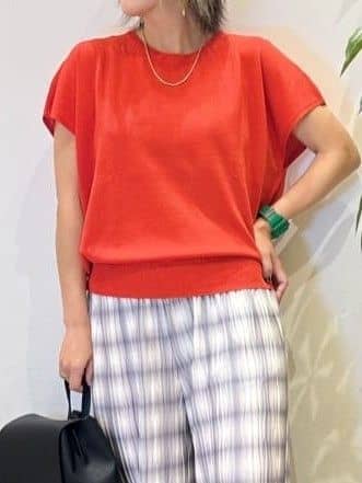 misakiさんの「SHOO･LA･RUE｜【ひんやり/S-LL】さらさらな肌触りが心地よい フレンチスリーブニット」を使ったコーディネート