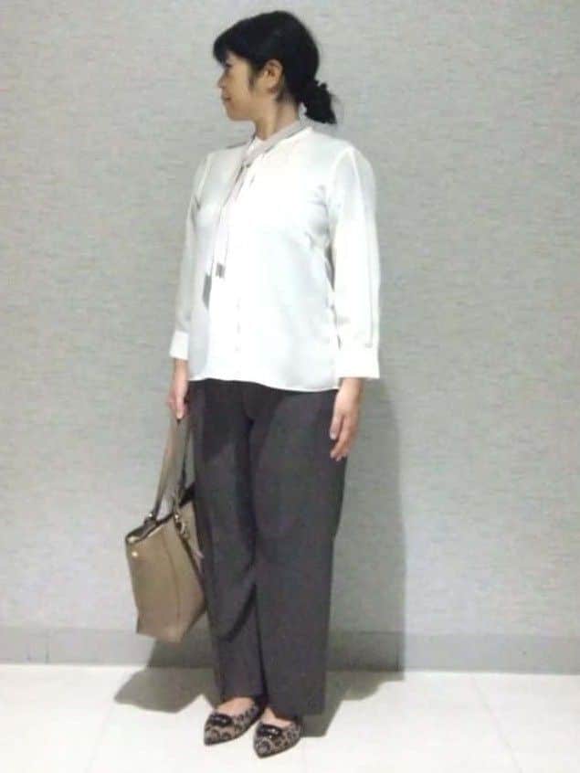 sakoさんの「Reflect｜【配色ボウタイ付き】八分袖ジョーゼットブラウス」を使ったコーディネート