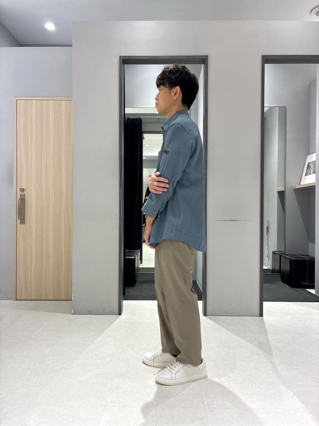 わいずみさんの「TAKEO KIKUCHI｜【COOL CITY WEAR】DotAir（R）サッカー シャツ」を使ったコーディネート