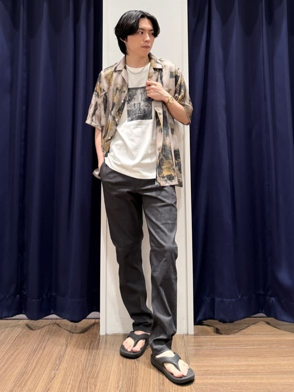 Tightさんの「THE SHOP TK｜アートプリントメッシュ半袖シャツ　【洗濯機OK】」を使ったコーディネート