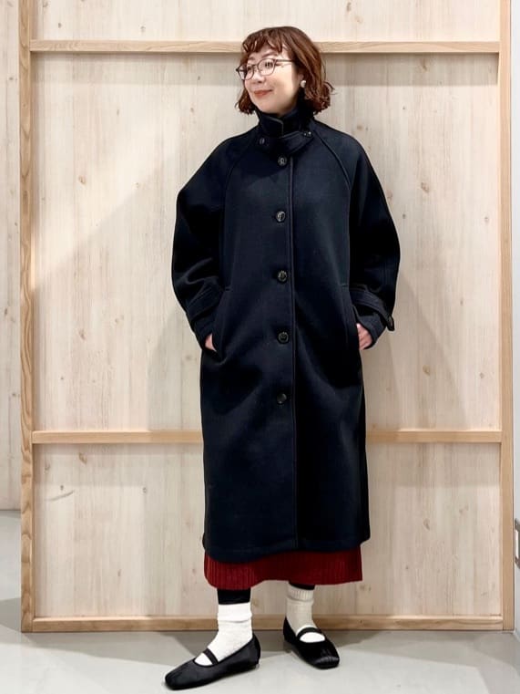 nakoさんの「THE SHOP TK｜ジャージメルトンスタンドカラーコート」を使ったコーディネート