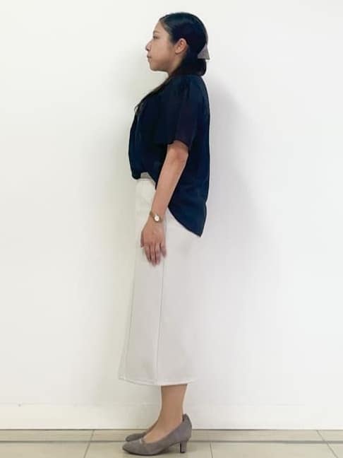 chisaさんの「Reflect｜【すっきり見え／ウエスト総ゴム】ジャージナロースカート」を使ったコーディネート