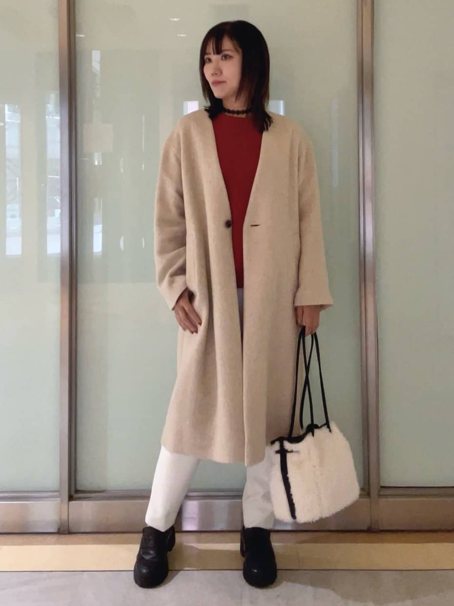 mayutaさんの「INDIVI｜【軽量／ウール混】ライトフォルム ロングコート」を使ったコーディネート