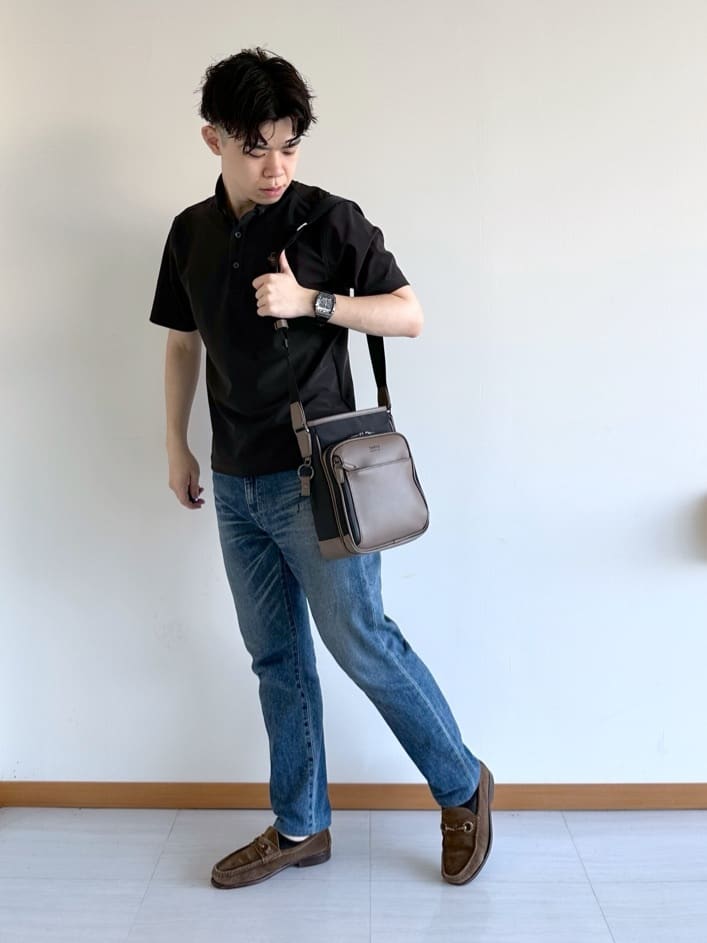 イッシーさんの「TAKEO KIKUCHI｜【COOL CITY WEAR】エアートール ポロシャツ /接触冷感・通気性」を使ったコーディネート