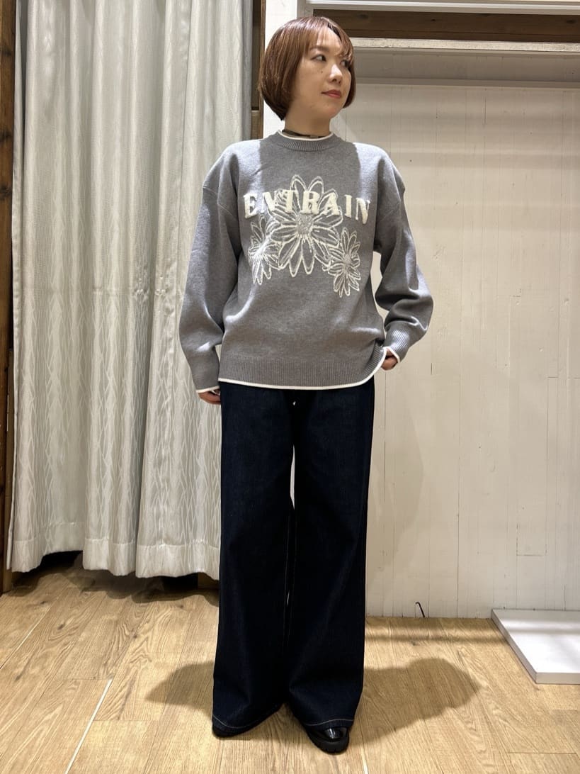 ga_riさんの「THE SHOP TK｜花柄ラメジャカードニット」を使ったコーディネート