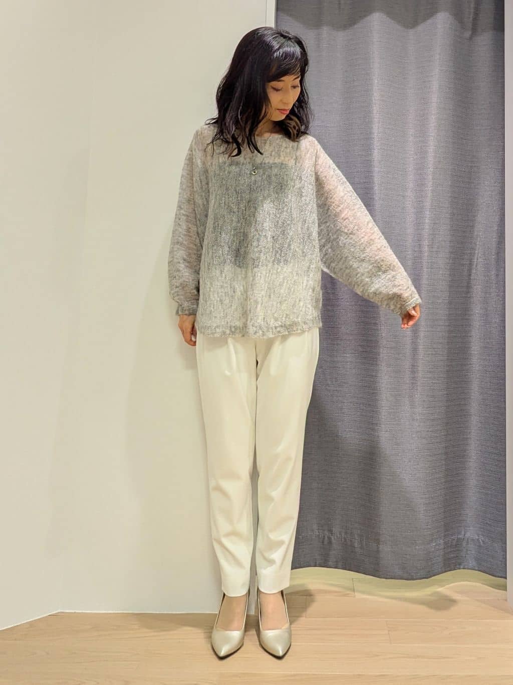 miiさんの「INDIVI｜【キッドモヘヤ素材】ラウンドヘムニット」を使ったコーディネート