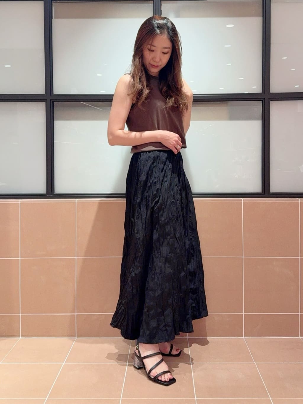 kaoriさんの「ESPERANZA｜キルティングクリアヒールサンダル」を使ったコーディネート