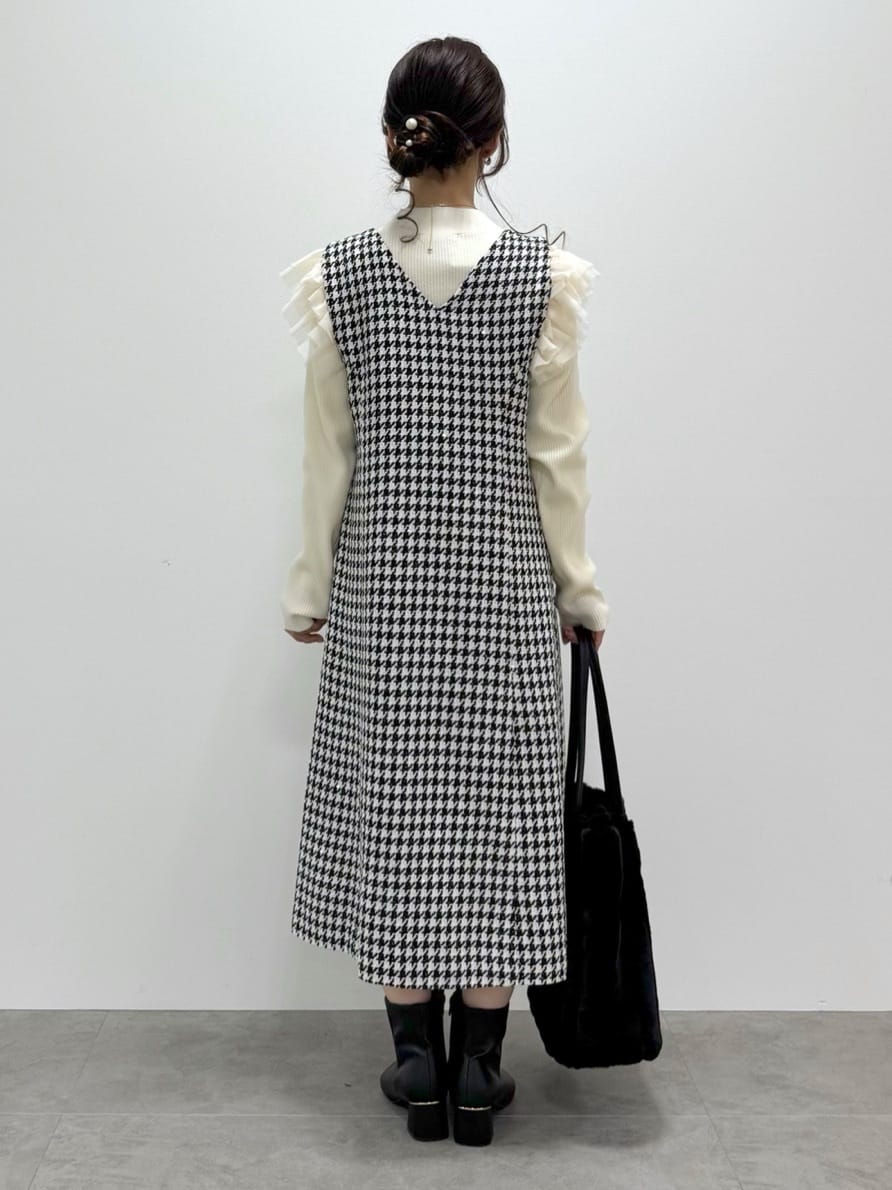 kozuさんの「index｜ラメスパンコール千鳥柄ジャンスカ【洗濯機OK／イージーアイロン】」を使ったコーディネート