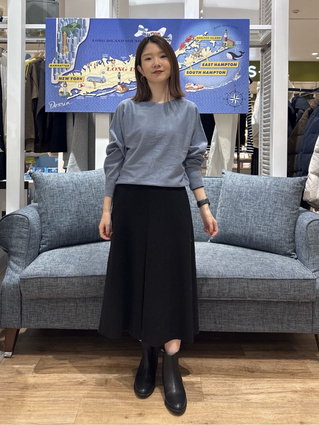 risaさんの「Dessin｜ウール混クルーネックコート」を使ったコーディネート
