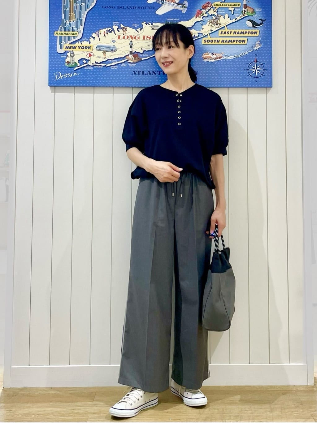uwatokoさんの「Dessin｜【360度可愛い/前後2WAY/洗える】ライトコットンヘンリーカットソー」を使ったコーディネート