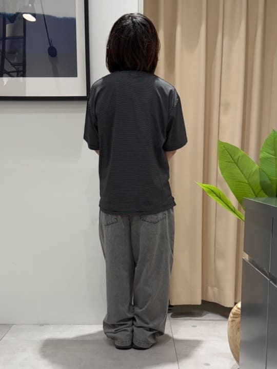はさんの「THE SHOP TK｜パーフェクテックボーダー 半袖Tシャツ 吸水速乾／洗濯機OK」を使ったコーディネート