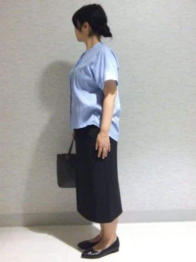 sakoさんの「Reflect｜【洗える】ドビーストライプブラウス」を使ったコーディネート
