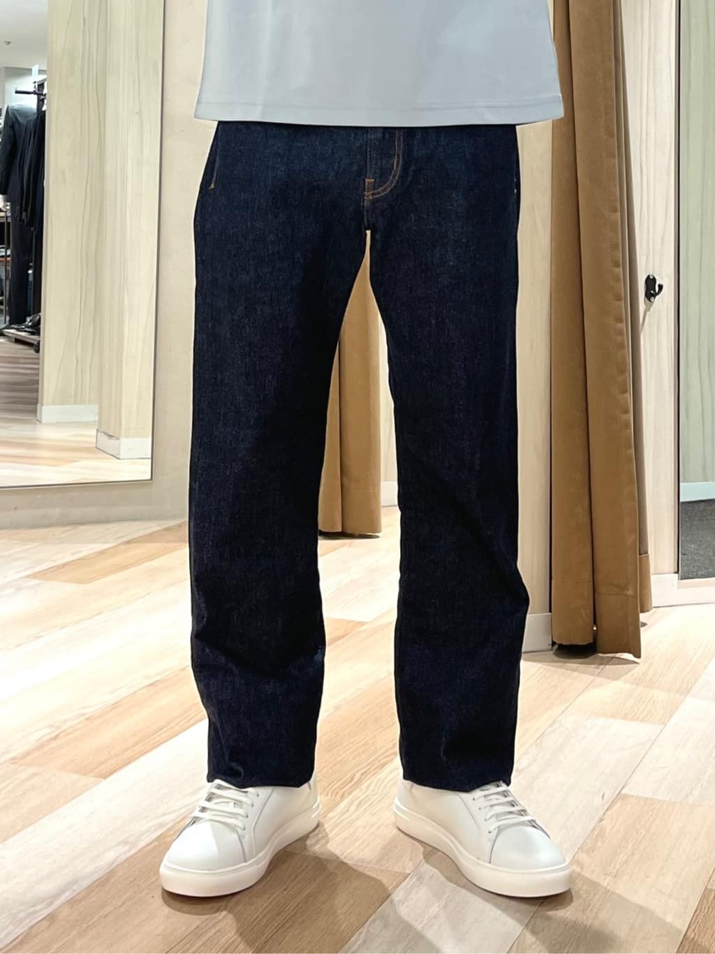 URAさんの「TAKEO KIKUCHI｜【COOL CITY WEAR】ストライプジャージ ボタンダウンシャツ /接触冷感」を使ったコーディネート