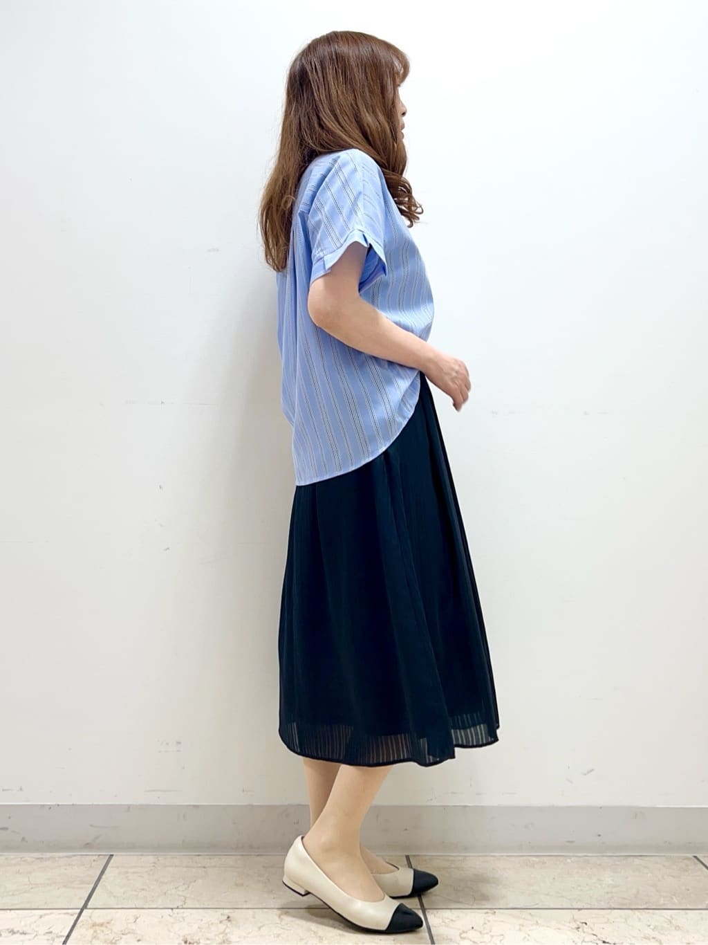 yuさんの「Reflect｜【洗える】ドビーストライプブラウス」を使ったコーディネート