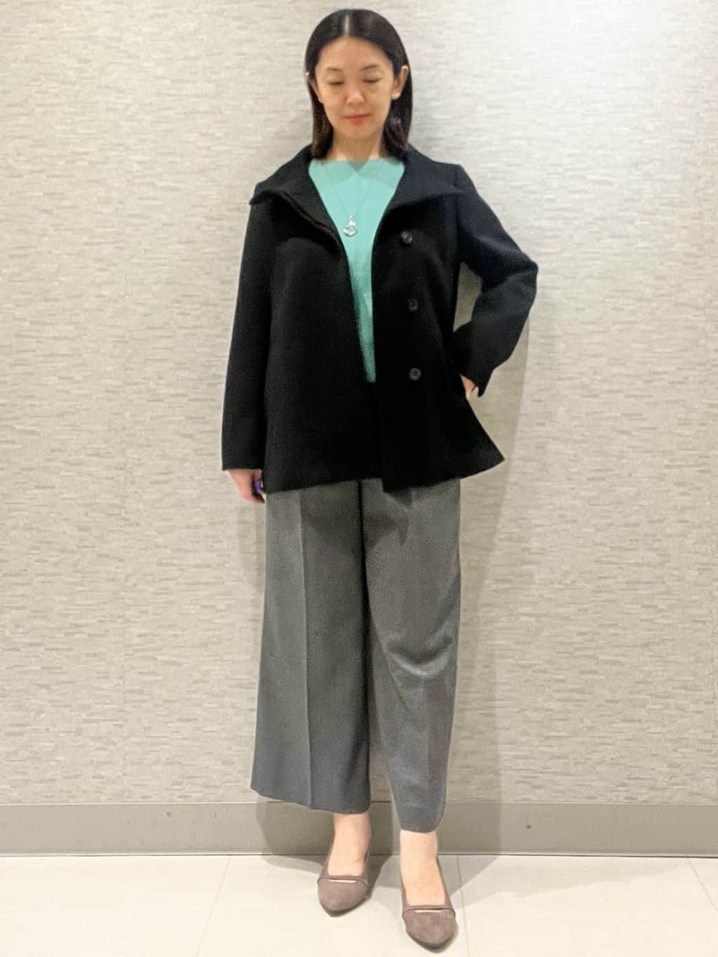 marikoさんの「Reflect｜【SS-4Lサイズ／衿が顔に当たらない◎】スタンドネックミドルコート」を使ったコーディネート