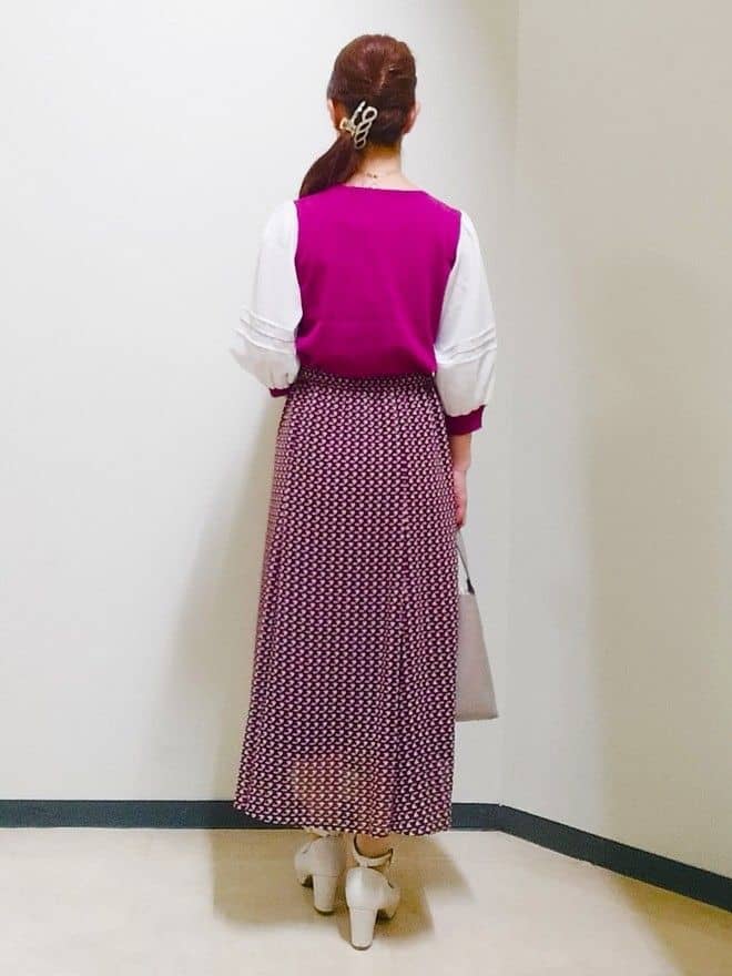 花さんの「Reflect｜【WEB先行カラーあり／手洗い可】ジョーゼットスリーブ&times;ニット」を使ったコーディネート
