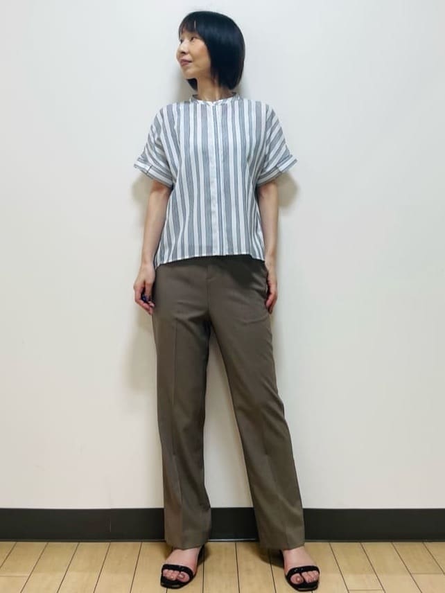 Riiさんの「Reflect｜【洗える】ドビーストライプブラウス」を使ったコーディネート