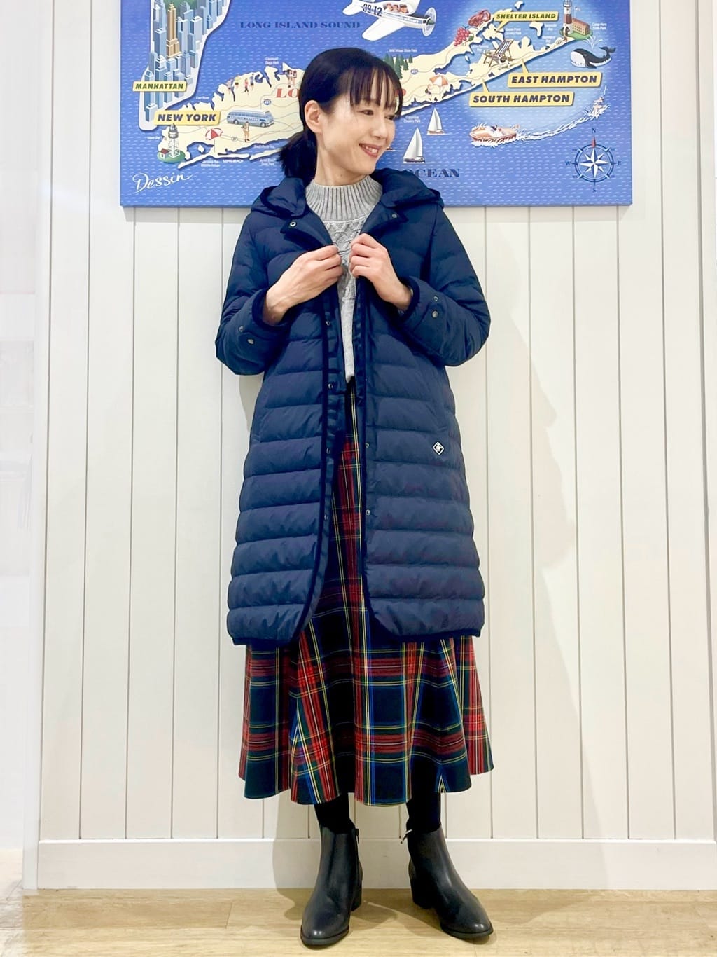 uwatokoさんの「Dessin｜【洗える】チェック柄起毛フレアスカート」を使ったコーディネート