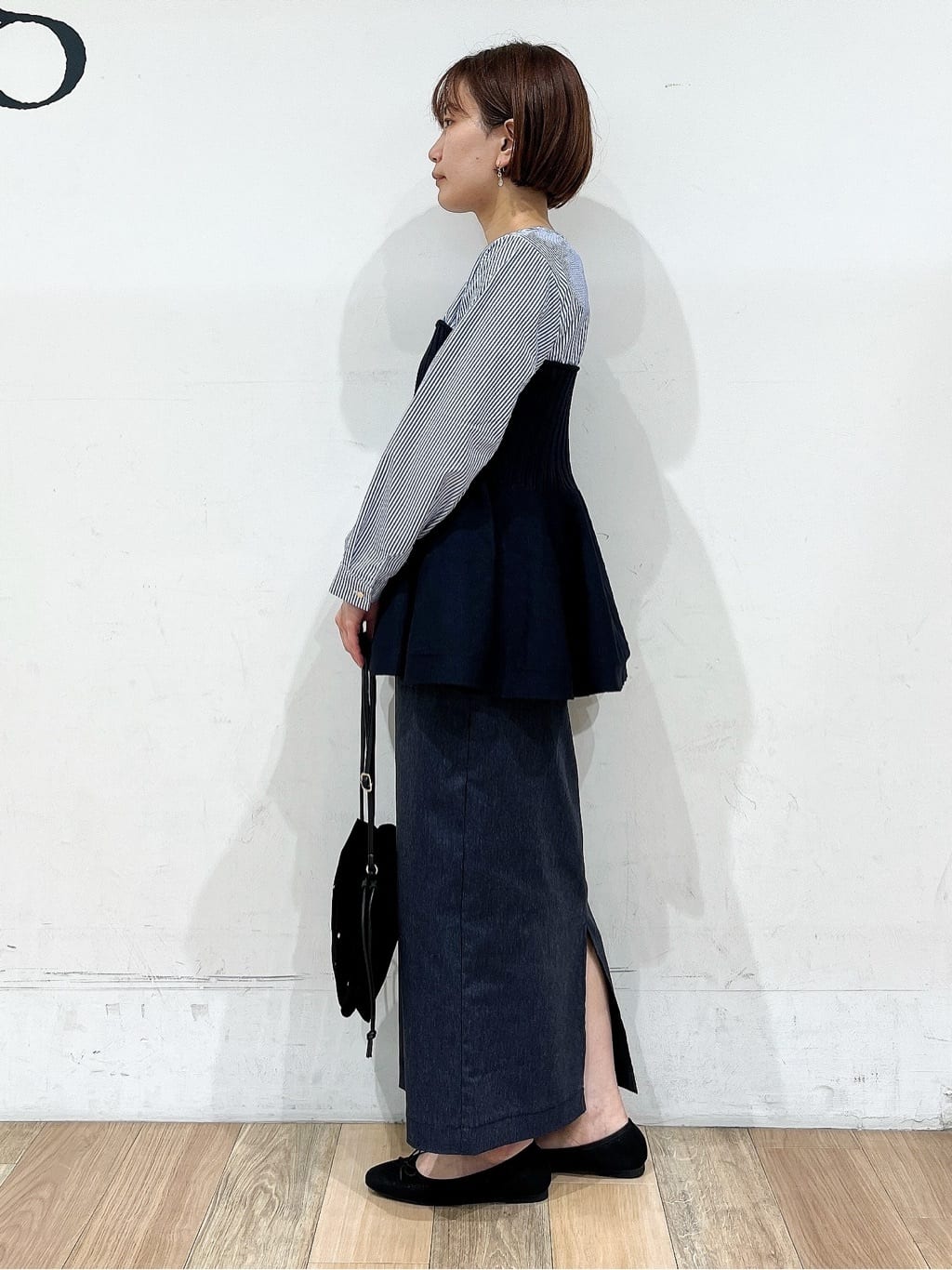 山さんさんの「grove｜一枚でトレンド完成！体型カバーも叶うニットビスチェドッキングブラウス」を使ったコーディネート